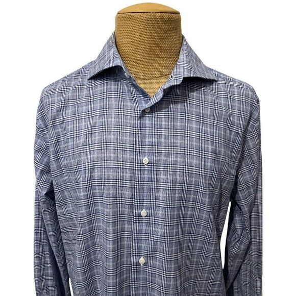 Suitsupply Men's Long‎ Sleee Dress Shirt Nova Check Cotton Size 17 3/4 - 45 - Picture 2 of 9